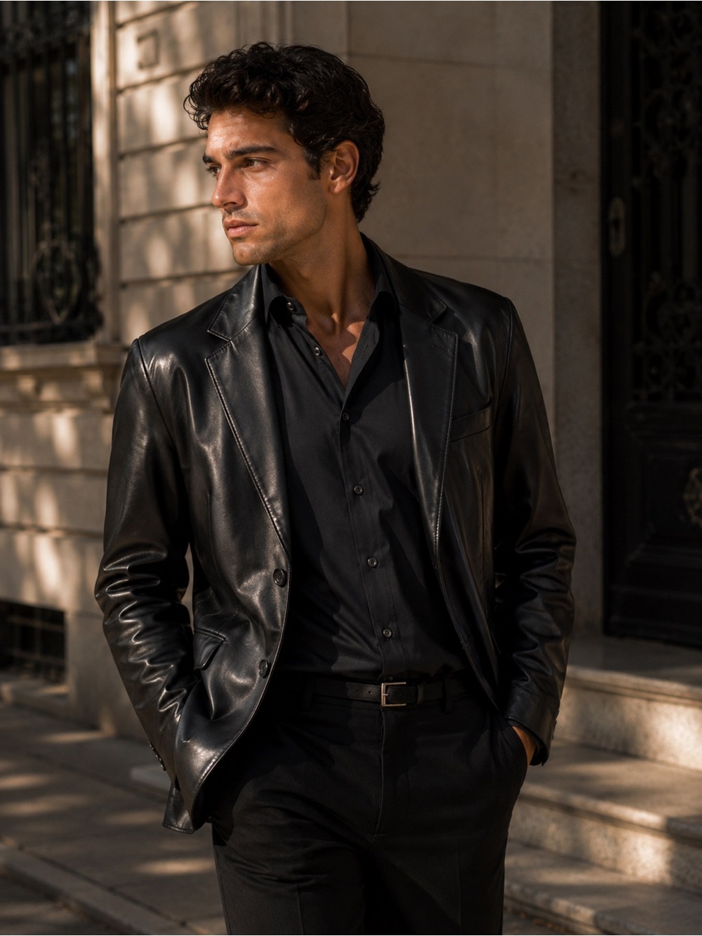 Danier Leather Blazer Jacket, black